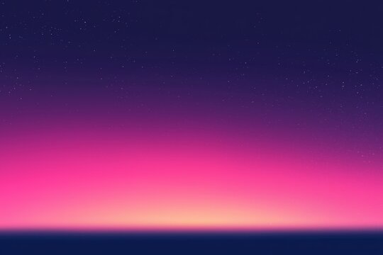 Bright starry sky fading from purple to orange at sunset