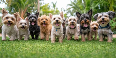Dynamic Dog Playtime: Wide-Angle Lens Captures Energetic Canines in Park Fun