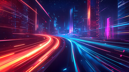 Obraz premium Future data stream in high-speed city