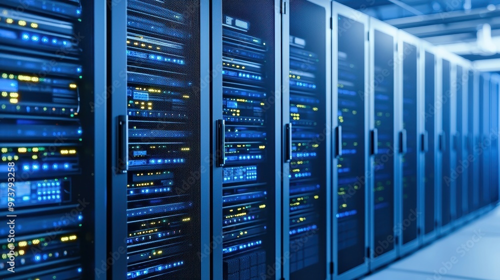 Poster server racks data center technology network infrastructure