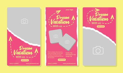 social media story or reels template for travel holiday tourism marketing and sale promo. tour advertising. banner offer. 