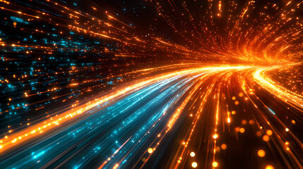 Obraz premium Future data stream in high-speed city