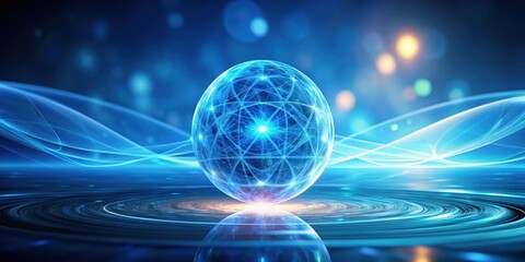 Obraz premium Abstract blue energy ball floating on a scientific background, energy, ball, abstract, blue, science, background, futuristic