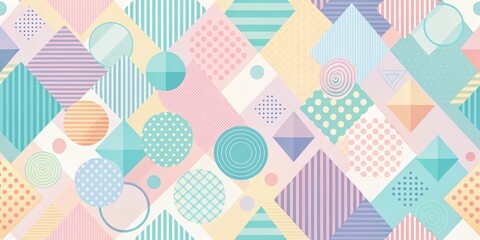 Abstract background with various geometric shapes in pastel colors, geometric, shapes, abstract, background, texture