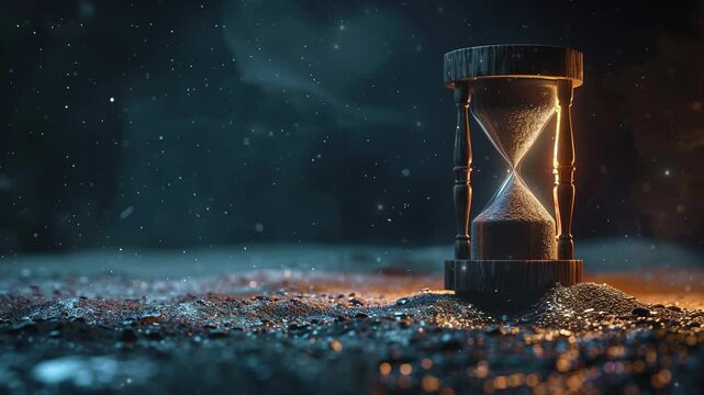 hours glass timer in space background