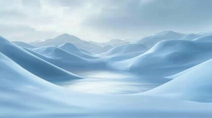 Fototapeta premium Breathtaking Winter Wonderland Ethereal Arctic Landscape with Snowy Mountains and Serene Valleys