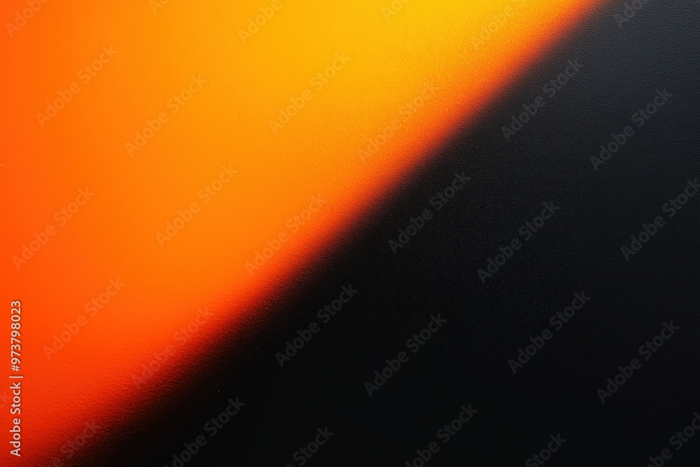 Poster light beam creating diagonal shape dividing orange and black background