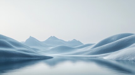 Fototapeta premium Captivating Arctic Landscape with Majestic Snow Capped Mountains Reflected in a Serene Lake