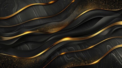 Black and gold luxurious waves texture for web design and wallpaper backdrop