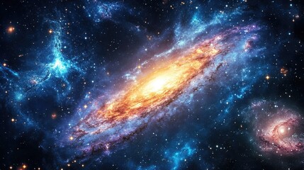 Fototapeta premium Spiral Galaxy in Space, Cosmic Dust and Stars, Celestial Beauty, Wonders of the Universe, Exploring the Cosmos, Night Sky Photography, Space Exploration, Astrophotography
