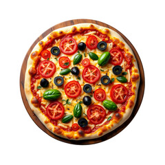 Vegan pizza isolated on transparent background