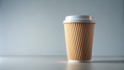 Disposable ribbed cup of coffee mockup for branding , coffee, cup, disposable, ribbed, template, mockup, render,empty