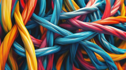 Digital art of tangled lines representing debt entangling stock arrows, Debt and stock relationship, Financial complexity