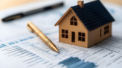 Detailed blueprint of a financial plan for refinancing a home loan, including cost breakdowns and projections, digital charts and graphs, clean layout
