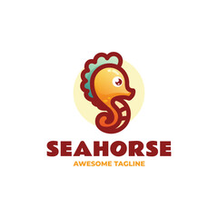 Vector Logo Illustration Seahorse Simple Mascot Style