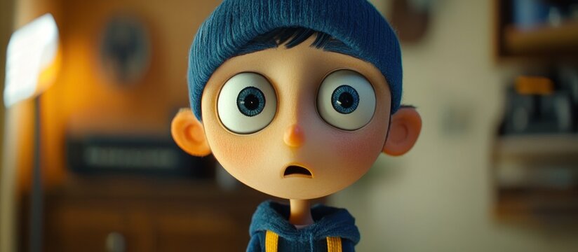 Facial expressions Boy With Big Eyes Looking Surprised background wallpaper AI generated image