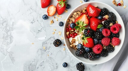 Vibrant Granola and Muesli Bowl with Fresh Berries