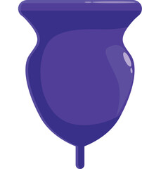 This illustration showcases a purple menstrual cup, highlighting a reusable and eco friendly alternative for women