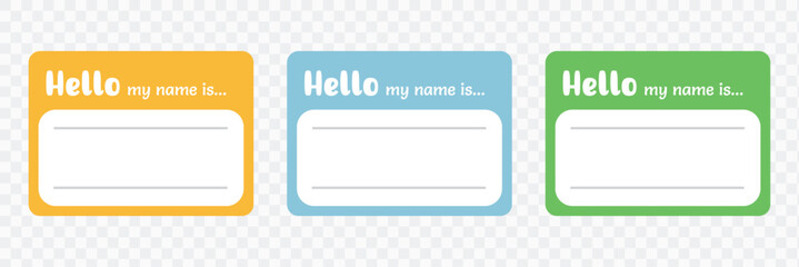 hello my name is sticker tag vector