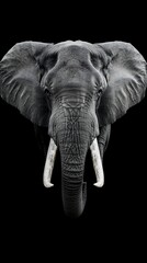 Portrait of an elephant head on a black background