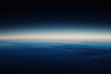 Obraz premium Sunset fading over earth horizon seen from airplane window