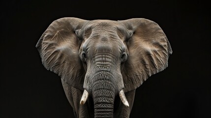 Portrait of an elephant head on a black background