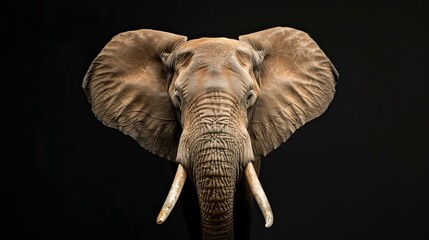 Fototapeta premium Portrait of an elephant head on a black background