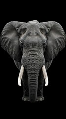 Fototapeta premium Portrait of an elephant head on a black background