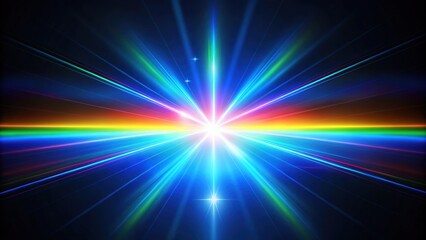 Blue light flare prism rainbow light flares overlay on black background, blue, light, flare, prism, rainbow