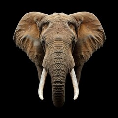 Portrait of an elephant head on a black background