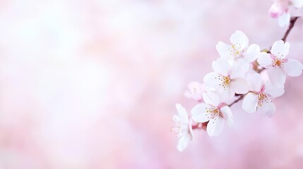 Fototapeta premium Delicate Pink Cherry Blossoms with Soft Blurred Background