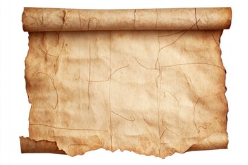 old paper manuscript isolated on white background. ancient page with space for writing , ai