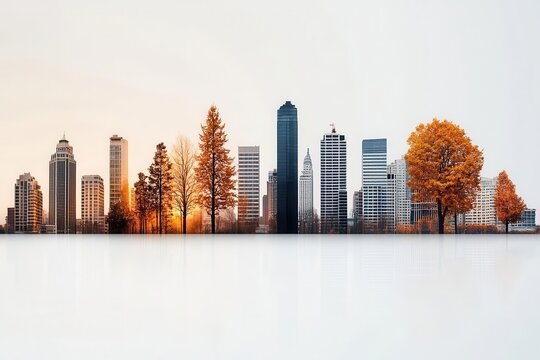 Time-lapse sequence of a sustainable neighborhood being developed, from blueprint to green, energy-efficient buildings