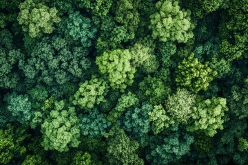 Naklejka premium Verdant Canopy Aerial View of Dense Green Forest Symbolizing Ecological Health, ai
