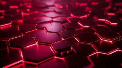 Fototapeta premium Technology comb hexagonal pattern red light geometric structure connection