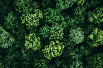 Verdant Canopy Aerial View of Dense Green Forest Symbolizing Ecological Health, ai
