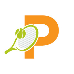 Letter P Tennis Logo. Paddle Symbol Vector Template
