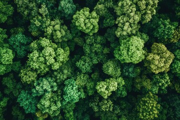 Fototapeta premium Verdant Canopy Aerial View of Dense Green Forest Symbolizing Ecological Health, ai