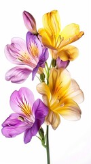 Naklejka premium yellow and violet fresia on white 