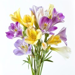 Fototapeta premium yellow and violet fresia on white 