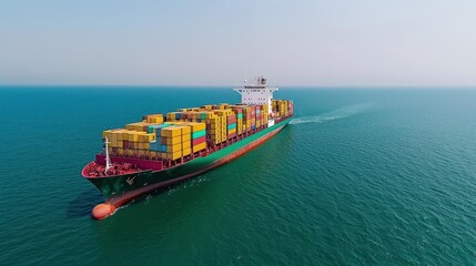 Cargo Ship Sailing on Calm Ocean Waters
