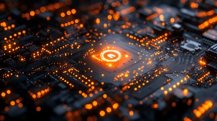 Fototapeta premium Futuristic Circuit Board with Glowing Light