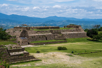 The ruins of Monte Alban, a large archaeological site in Oaxaca, Mexico