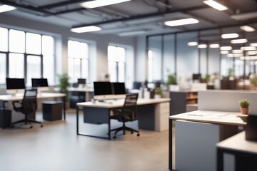 An interior office scene featuring a desk, computer, laptop and surrounding furnishings