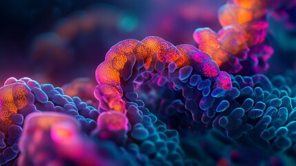 Mesmerizing Macro Photograph of a Complex Biological Molecular Structure in Vibrant Colors