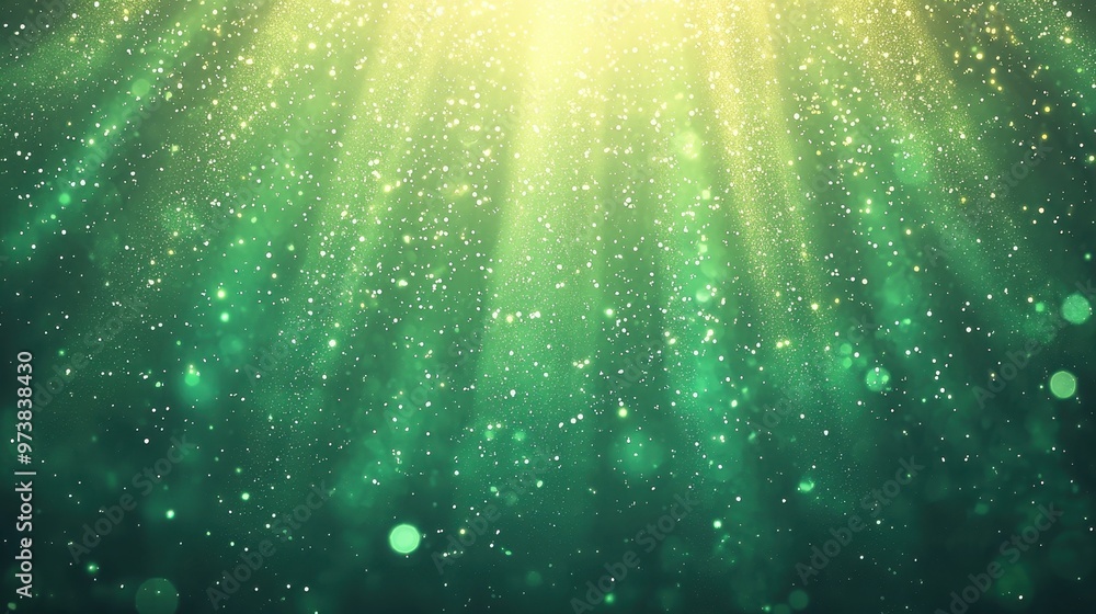 Poster abstract green bokeh background with sparkling lights
