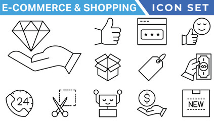 E-commerce avd Shopping icons collection set. Online shopping thin line icons. Shop icons vector