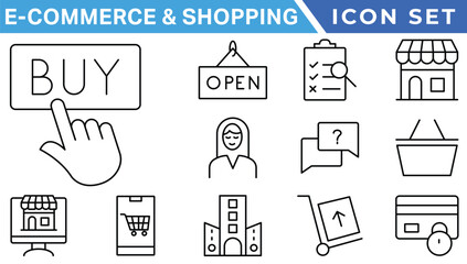 E-commerce avd Shopping icons collection set. Online shopping thin line icons. Shop icons vector