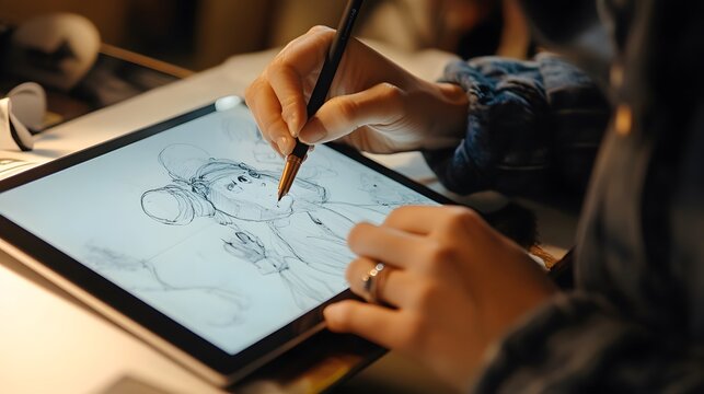 a designer sketching on a tablet