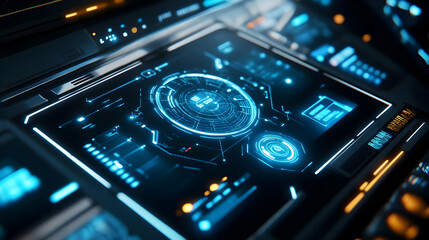 Obraz premium Futuristic Interface Design - 3D Rendered Abstract Background